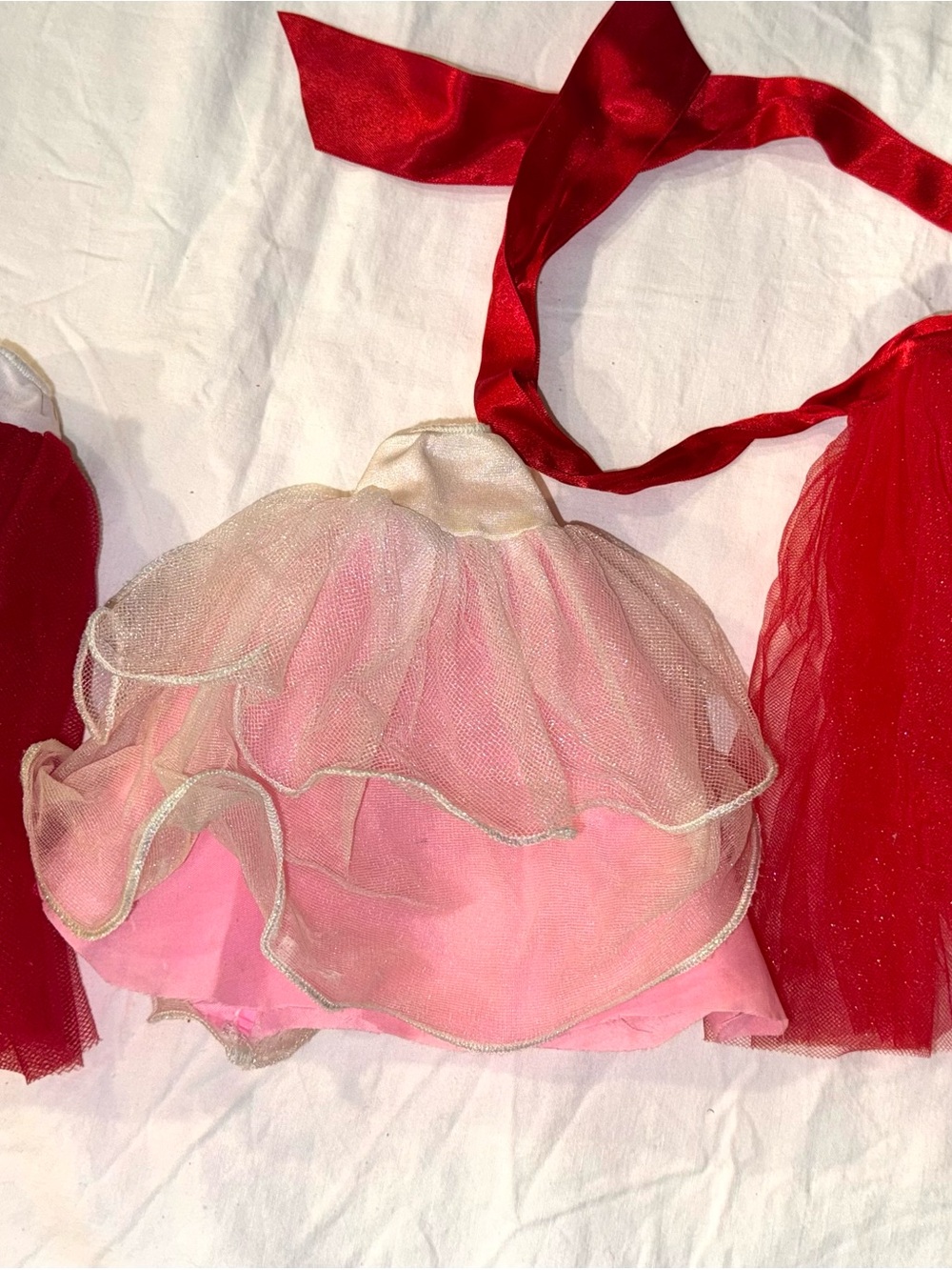 Barbie Doll Red & Pink Layered Tulle Skirt Lot